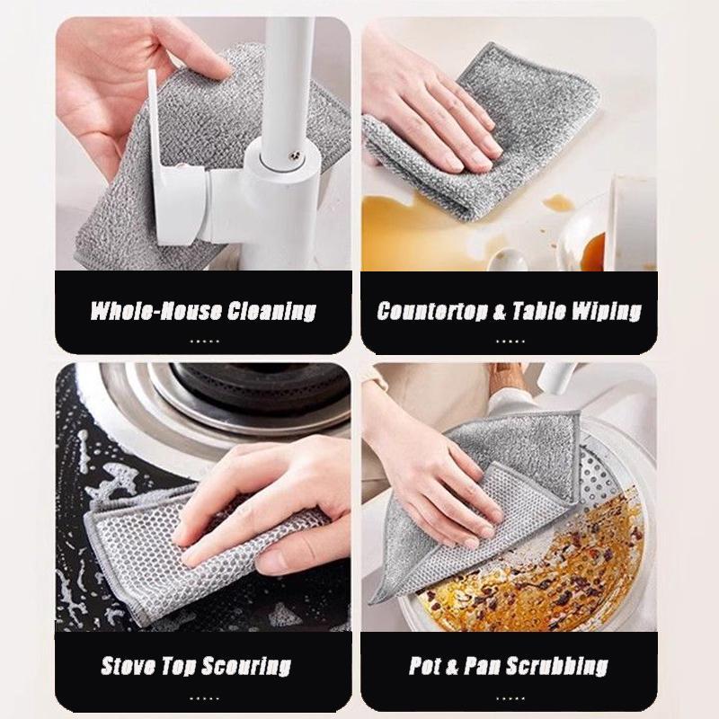 2025 Upgraded Version Scratch-Free Double-Sided Dishwashing Cloth Set Stainless Steel Mesh And Microfiber Material Reusable And Washable Multifunctional Kitchen Cleaning