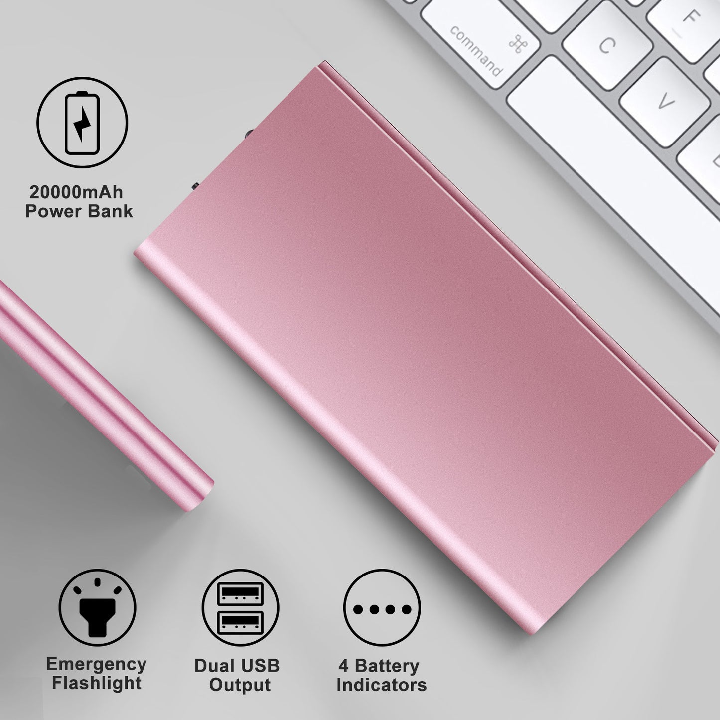 20000mAh Power Bank Ultra-thin External Battery Pack Phone Charger Dual USB Port