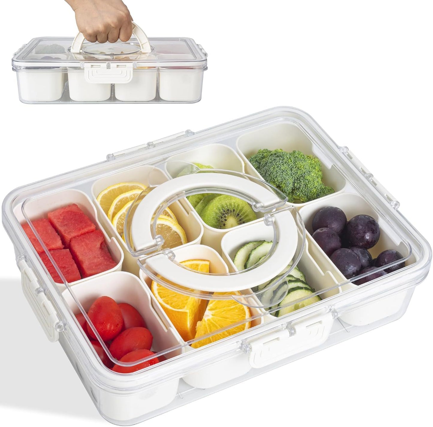 Divided Snack Box With Lid Clear Food Storage Container With Colorful Compartments Reusable Bento Organizer For Snacks Fruits Nuts And Meal Prep