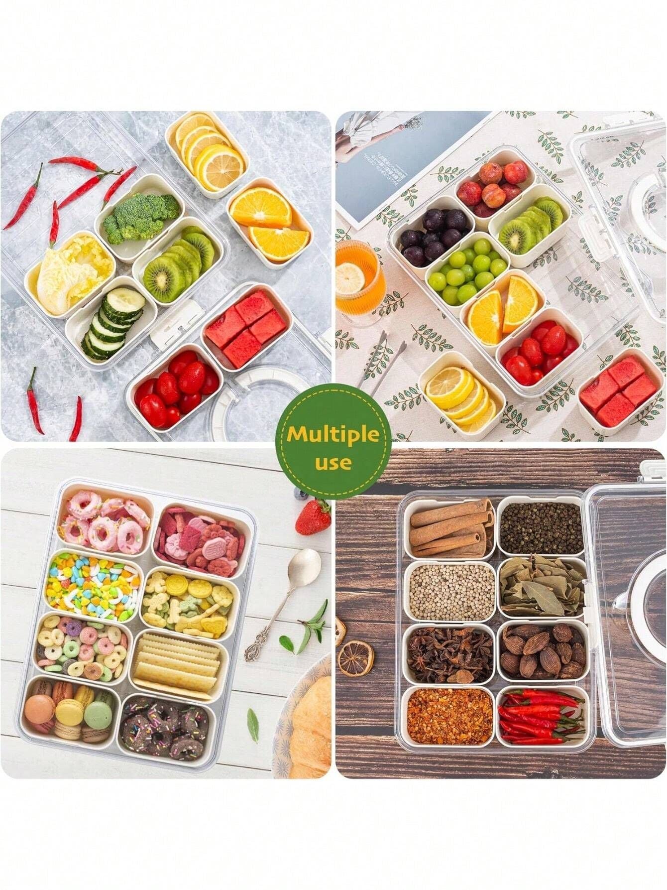 Divided Snack Box With Lid Clear Food Storage Container With Colorful Compartments Reusable Bento Organizer For Snacks Fruits Nuts And Meal Prep