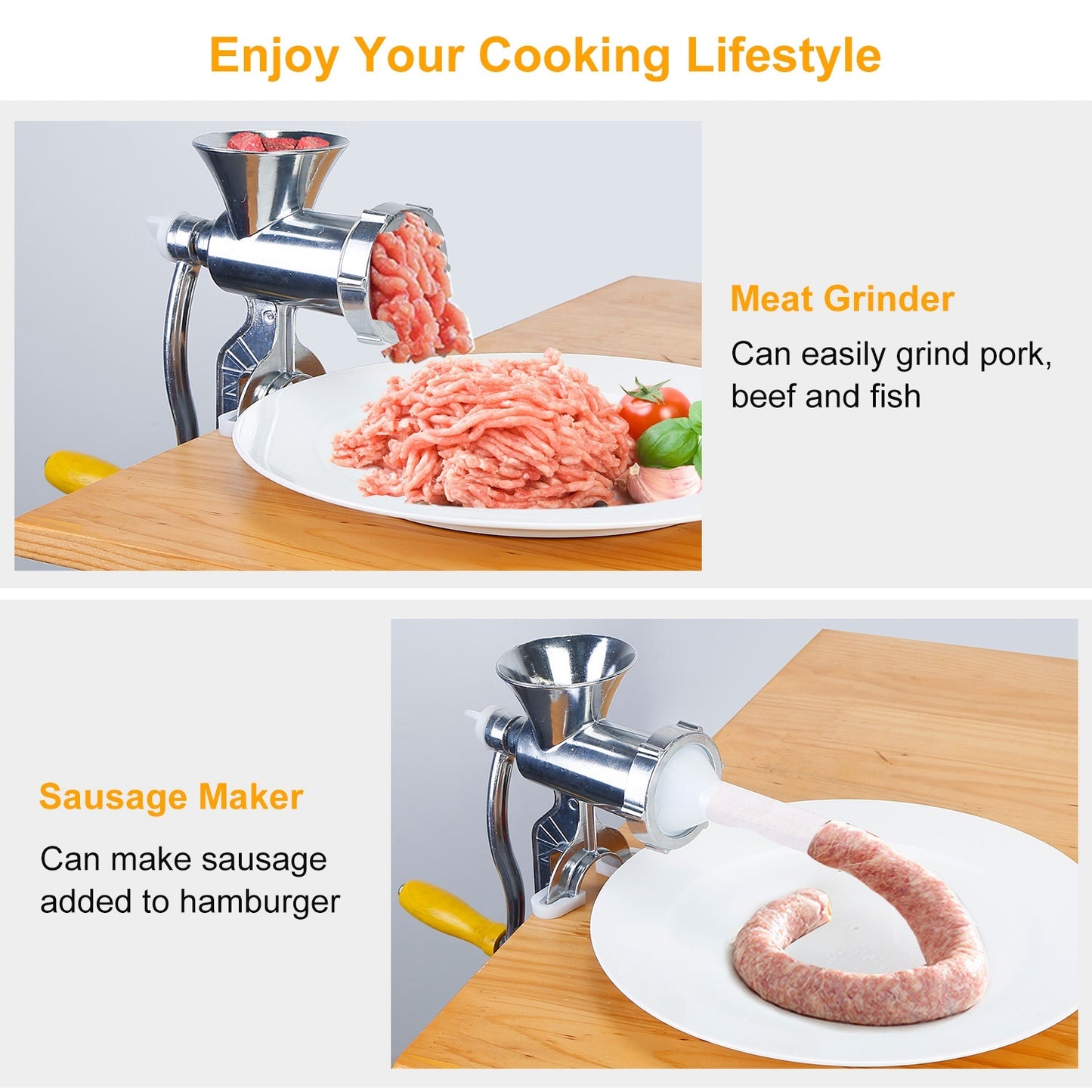 1Pc Manual Meat Grinder Heavy Duty Hand Operated Mincer Sausage Maker Machine Noodle Maker Kitchen Food Grinder For Pork Beef Pepper