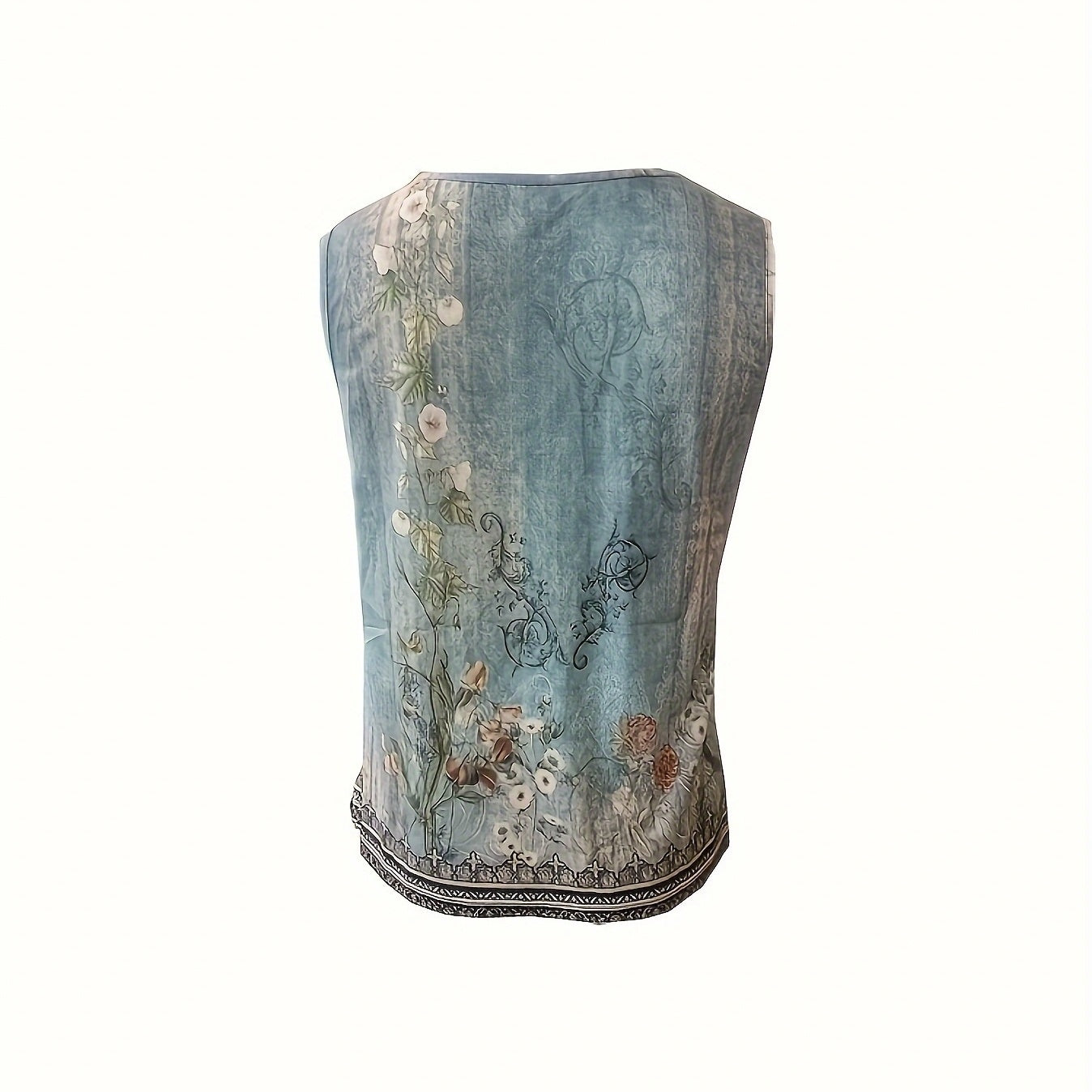 Ladies' Fashionable Printed V-neck Half Zipper Off Shoulder Vacation Style Camisole Vest