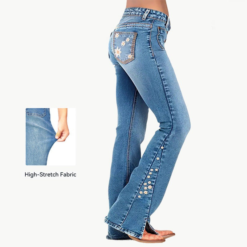 Women's High-Waist Star Patch Jeans, Wide-Leg Full-Length Jeans With A Retro Y2K Sta Light-Wash Denim For All Seasons Forbidden Platform - Temu