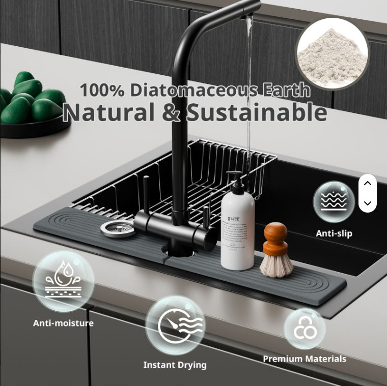 Diatomaceous Earth Sink Tray Stone Home Sink Caddy Kitchen Instant Dry Sink Organizer