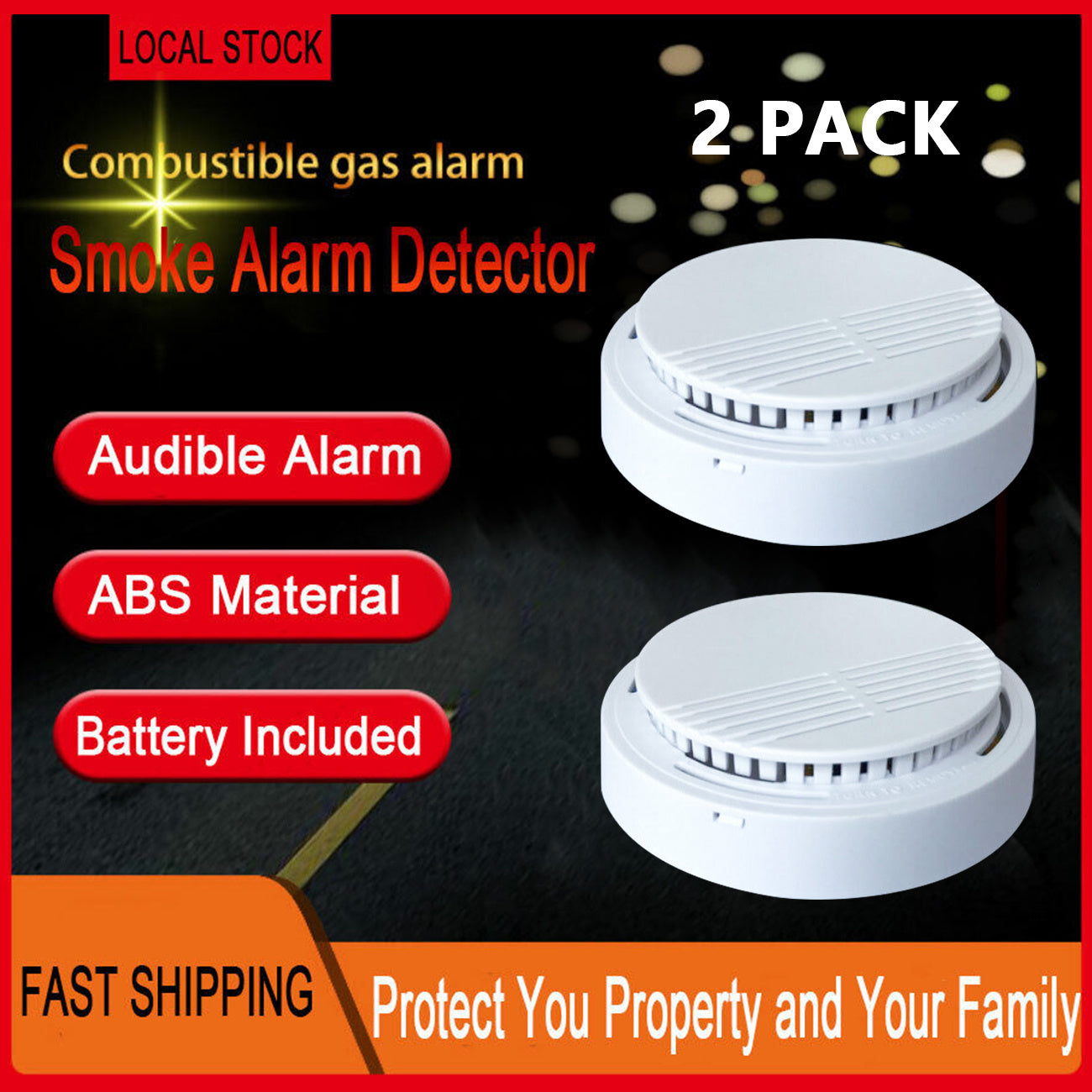 Smoke Alarm Detector Fire Gas Alarm Detector With Battery Photoelectric Sensor Alert Warning