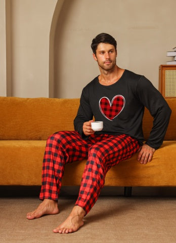 Ice Silk Long Sleeve Long Pants Men's Pajama Set