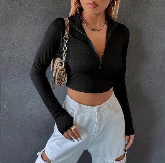 Slim Long Sleeve Short Sexy Crop Top