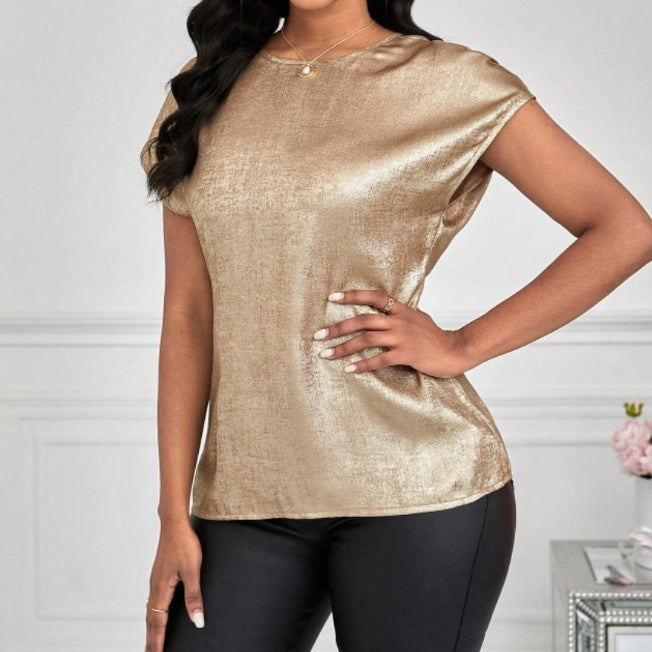 Women's Solid Color Round Neck Loose Fashion Shirt Top