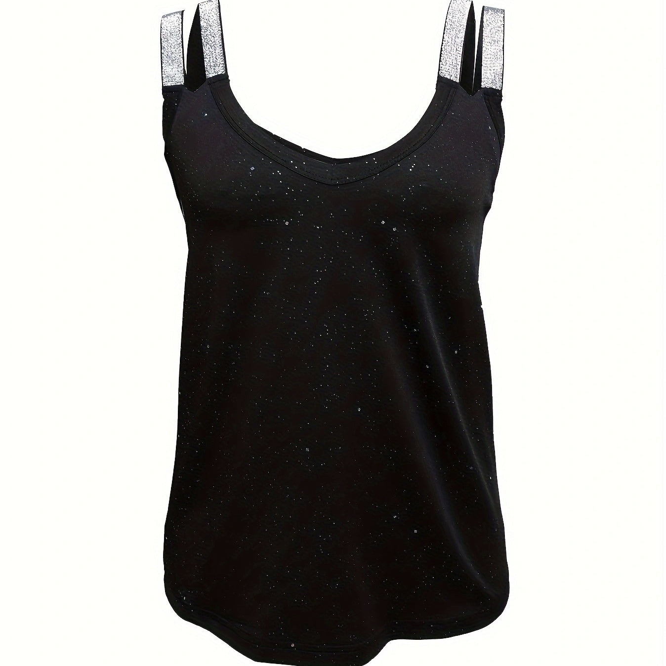 Women's Solid Color Rhinestone Shoulder Strap Sequin Camisole Top