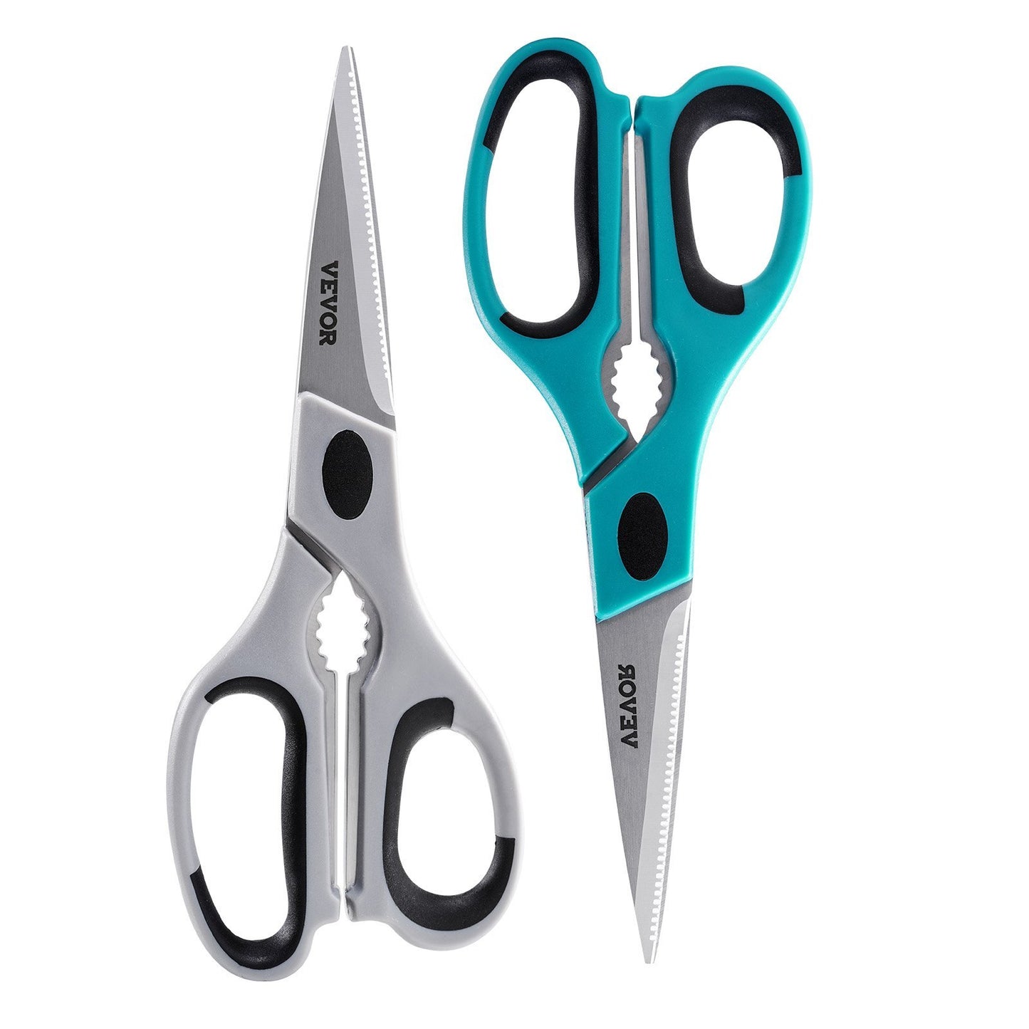 Kitchen Scissors 2 Pack Stainless Steel Kitchen Cooking Shears Cyan Grey