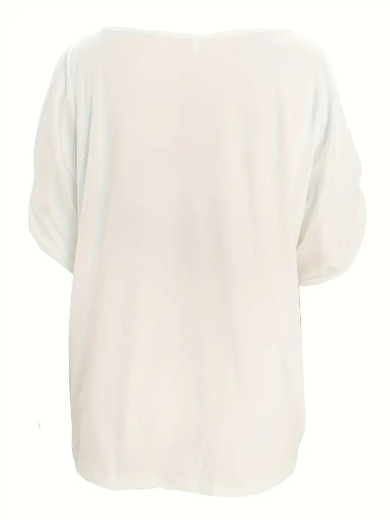 Summer New White Short-sleeved T-shirt With Irregular Kink On It