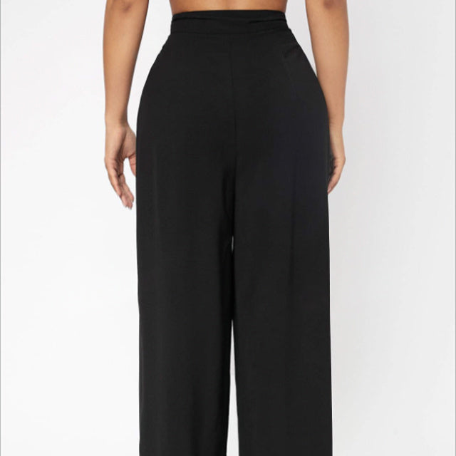 Ladies' Solid Color New Fashionable Commuting Loose Comfortable Button Down Pants