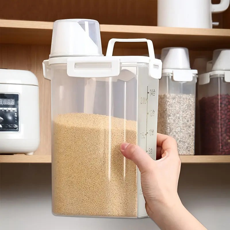 Sealed Food Storage Containers With Lids - Leak-proof And Moisture-proof Kitchen Storage Boxes, Suitable For Grains, Nuts, Flour And Rice - Made Of Durable PE Material