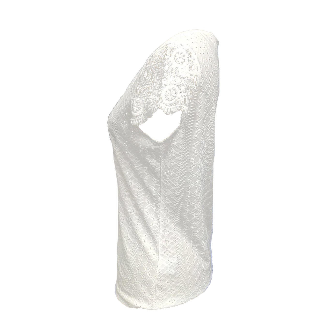 Ladies' Lace Patchwork Sleeves With Hollow Buttons, Casual V-neck Versatile Solid Color Shirt Top