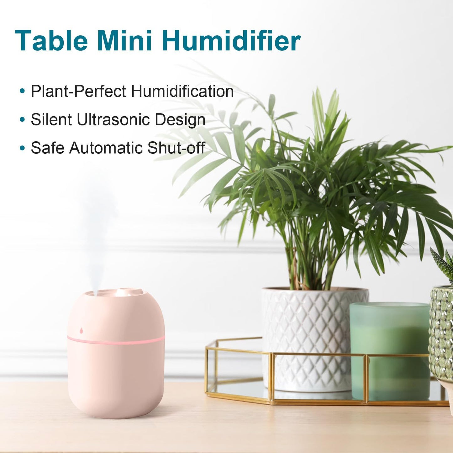 Portable Mini Humidifier 220ml Small Cool Mist Humidifier USB Personal Desktop Humidifier For Bedroom Travel Office Home