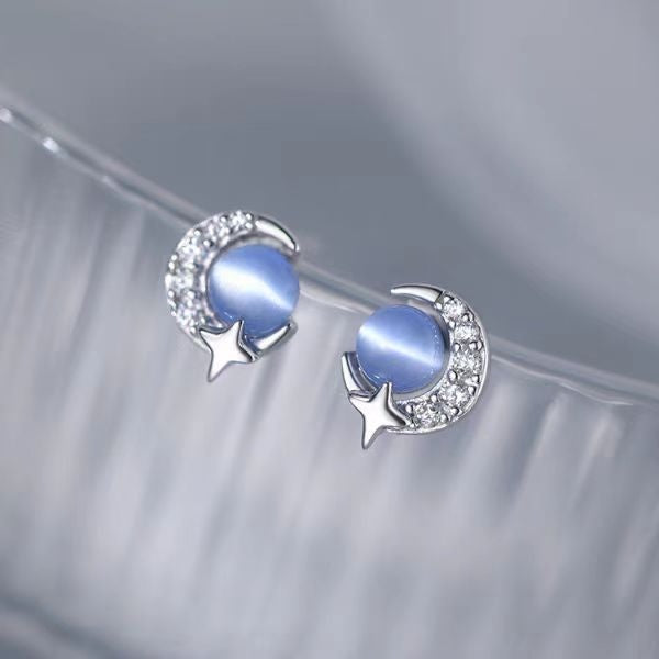 Starry Sky Women's Mini Blue Zircon Earrings-Stylish And Elegant, It's The Perfect Birthday Gift For Your Girlfriend Or Girlfriend-Selling On Temu Is Prohibited