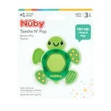 Nuby Teethe N' Pop Sensory Play Teether for Infants, Green Turtle Design