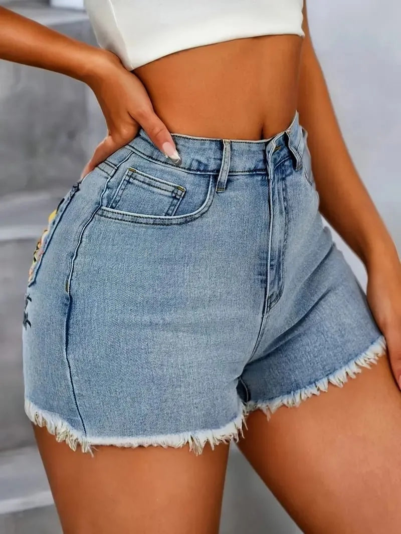 Women's High-Waist Embroidered Jeans Wide-Leg Full-Length Jeans With A Mystic Eye Embroidery Dark-Wash Denim For A Bohemian Look