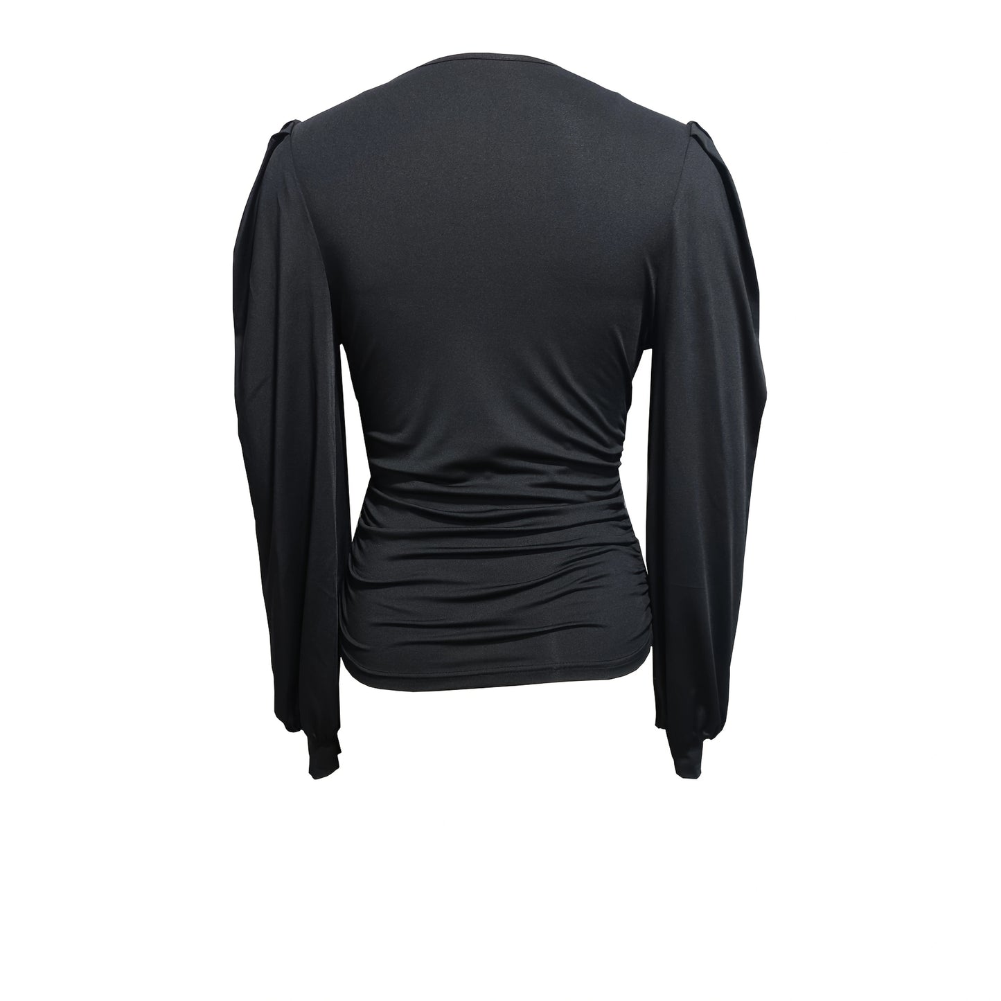 Ladies' Casual Printed Top Pleated V-neck Sweatshirt Long Sleeved T-shirt