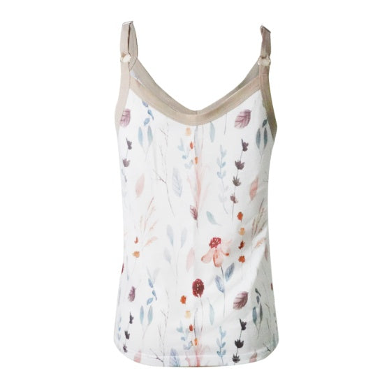 Ladies' Fashion Flower Printed Casual Strap Loop Adjustable Off Shoulder Vacation Style Tank Top