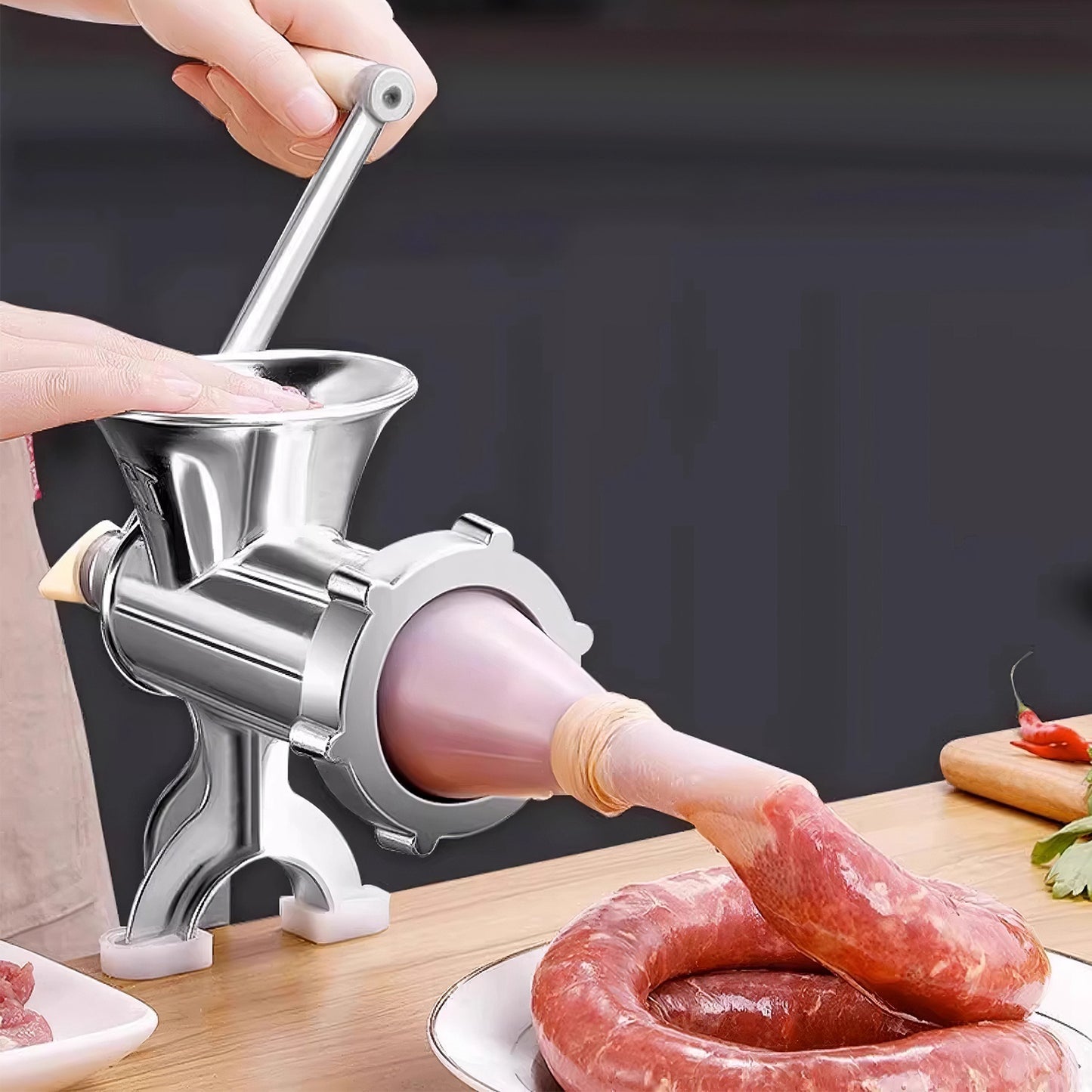 1Pc Manual Meat Grinder Heavy Duty Hand Operated Mincer Sausage Maker Machine Noodle Maker Kitchen Food Grinder For Pork Beef Pepper