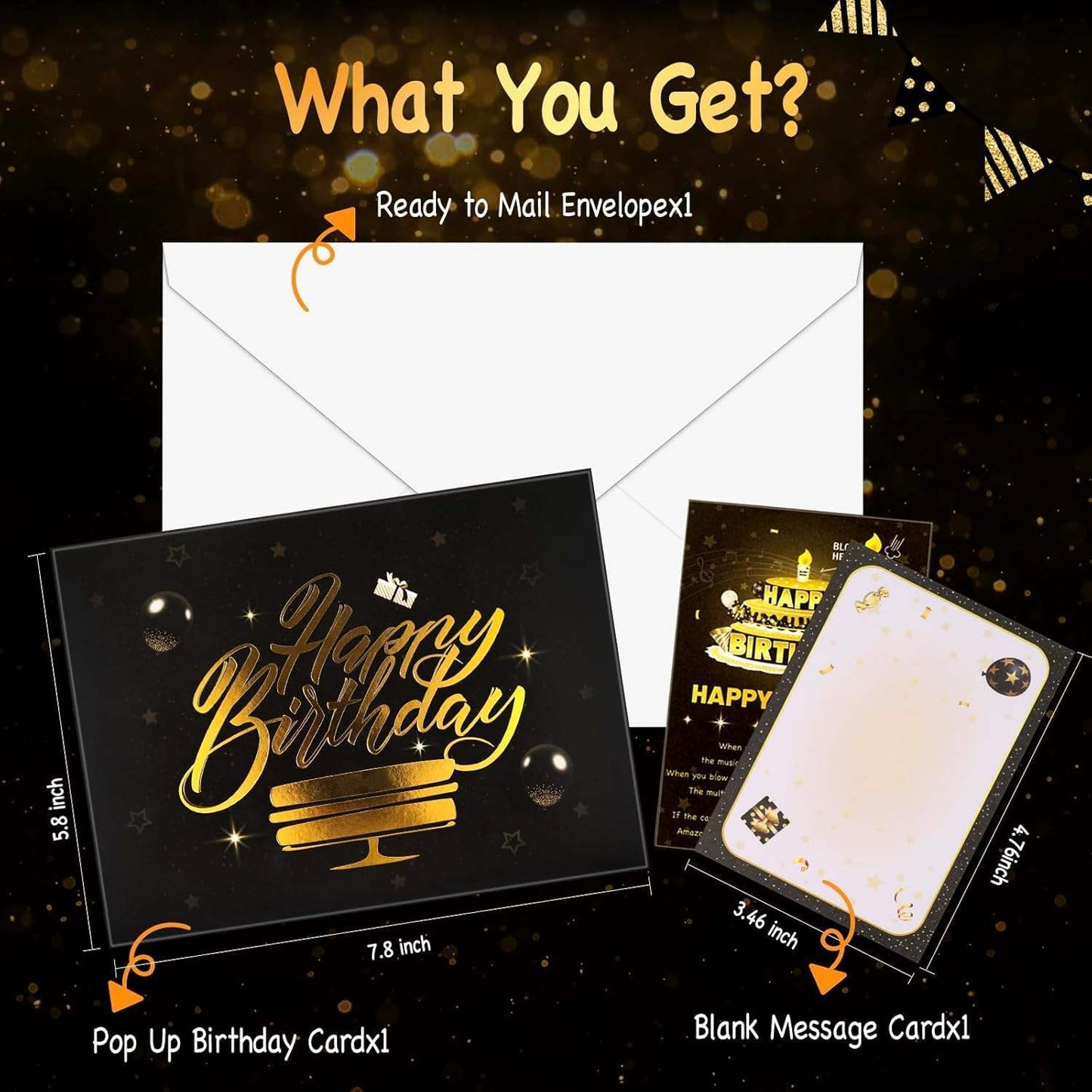 Light Music Up Card Gift Cake Happy Birthday Card With Envelope