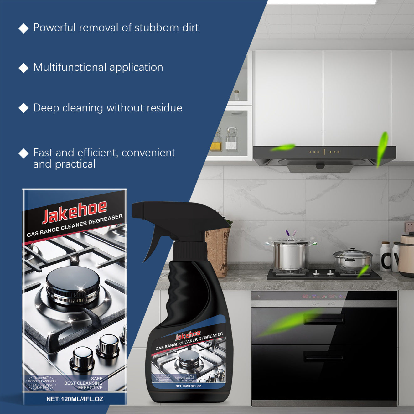 Jakehoe Gas Stove Cleaner Gas Stove Multi-Purpose Degreasing Cleaner The Stove Is As Clean As New