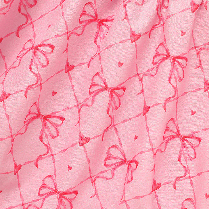 Baby Girl's Bowknot Graphic Print Romper, Daddy's Girl Letter Print Triangle Jumpsuit With Bubble Sleeves