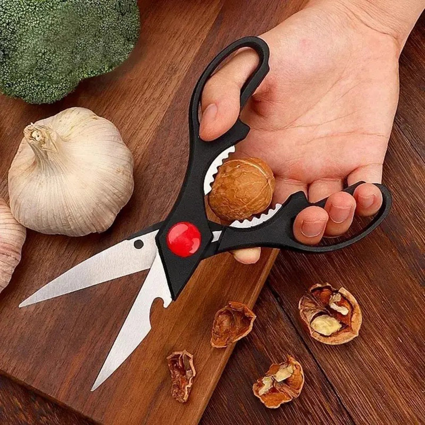 Food Scissors, Sharp Scissors With Walnut Tongs, Bottle Opener, Can Opener, Vegetable Cutting Scissors, Chopping Scissors, USPS Shipping, Supports Self Pickup