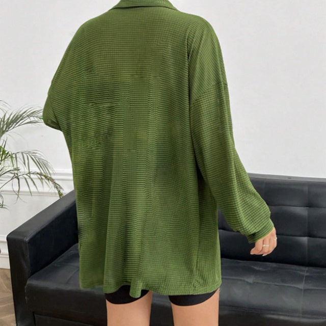 Ladies' Solid Color Lapel Button Fashionable Versatile Shirt