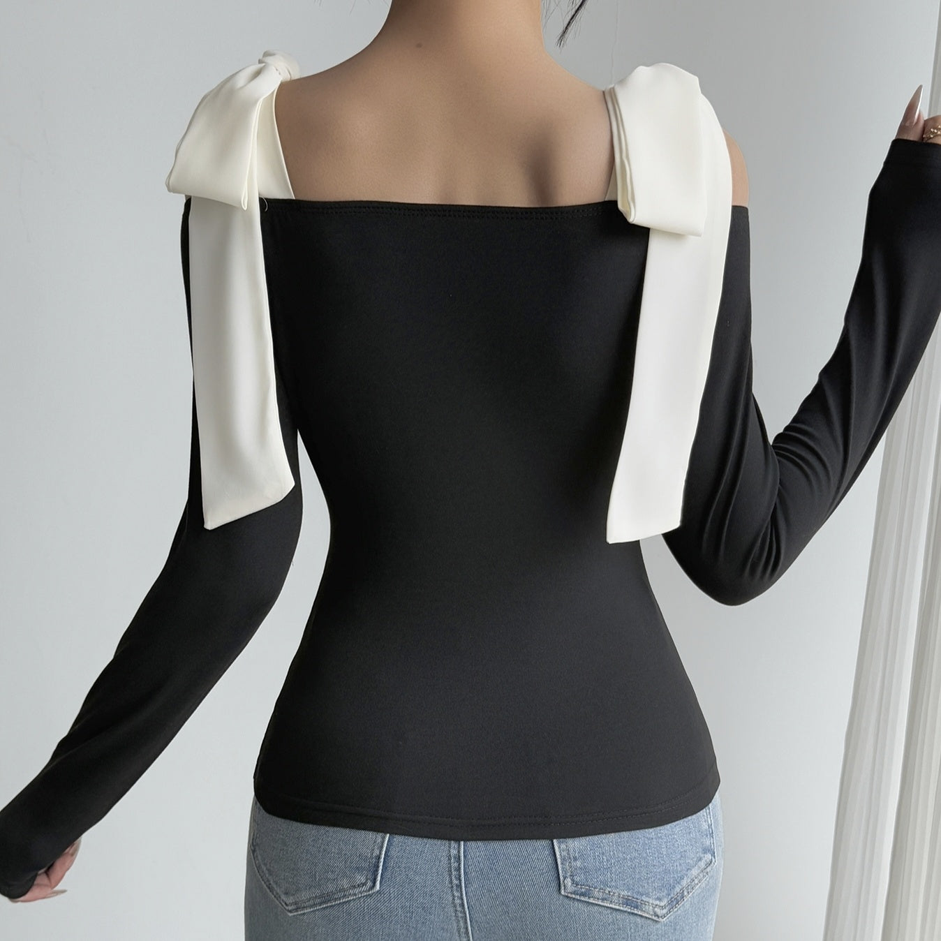 Ladies' Bow Slim Fit Versatile Commuting Elegant Top