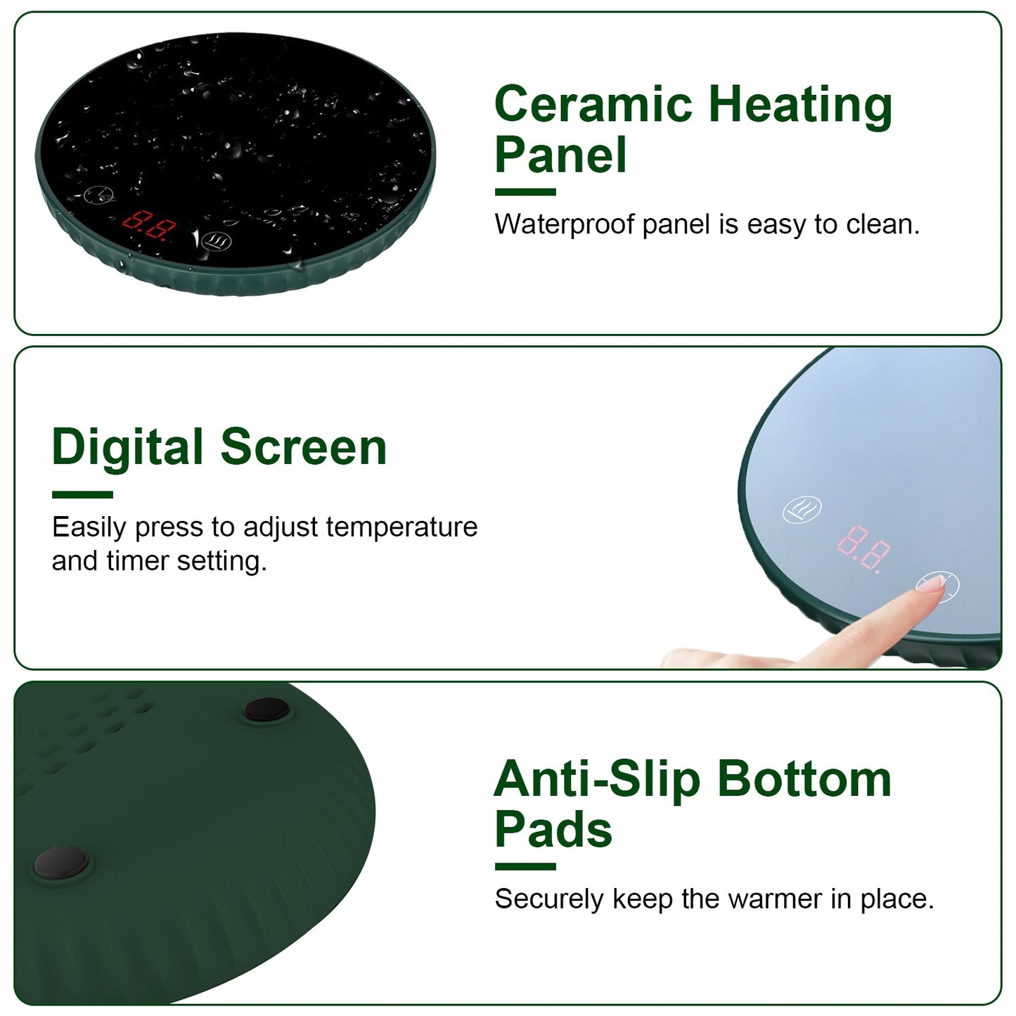 2 Colors Options -- 1Pc Desktop Electric Cup Warmer 8Hours Auto Off Overheating Protection Smart Timer Setting 2 Temperature Levels Ceramic Heating Panel For Office Home