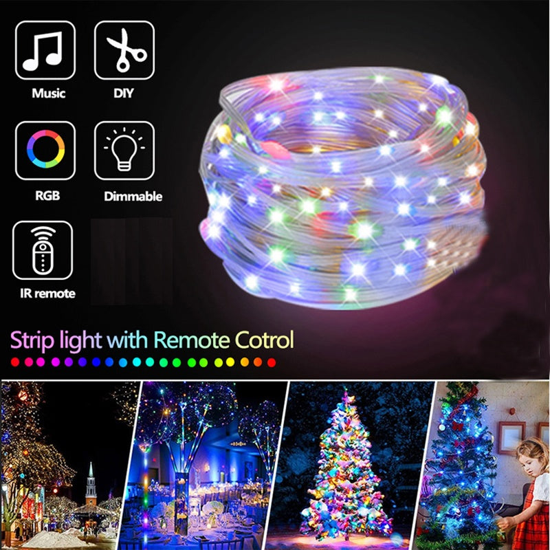 LED Rope Lights Outdoor, RGB Remote Control Fairy String Lights Plug In With 200 LEDs, Super Durabl