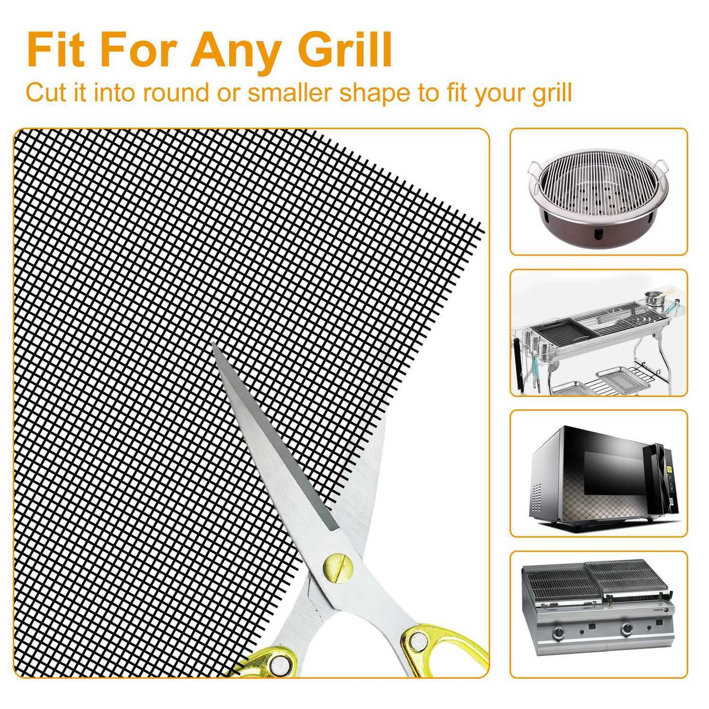 1Pc BBQ Grill Mat Non-Stick Mesh Mat Baking Sheet Liner Reusable Reversible Washable For Outdoor Gas Charcoal