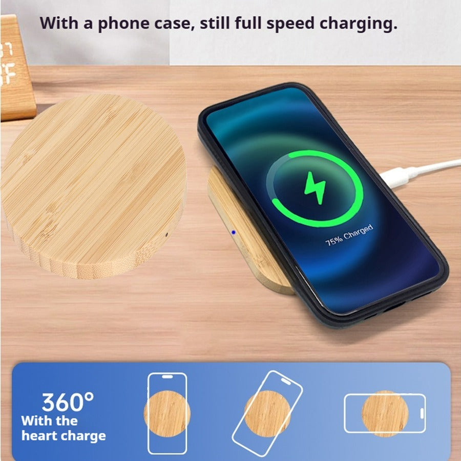 Bamboo Vertical Wireless Charging, Home, Office, Travel Universal, Dual-coil Design, Horizontal And Vertical Screen Can Be Charged, Compatible With All Kinds Of Wireless Charging Equipment