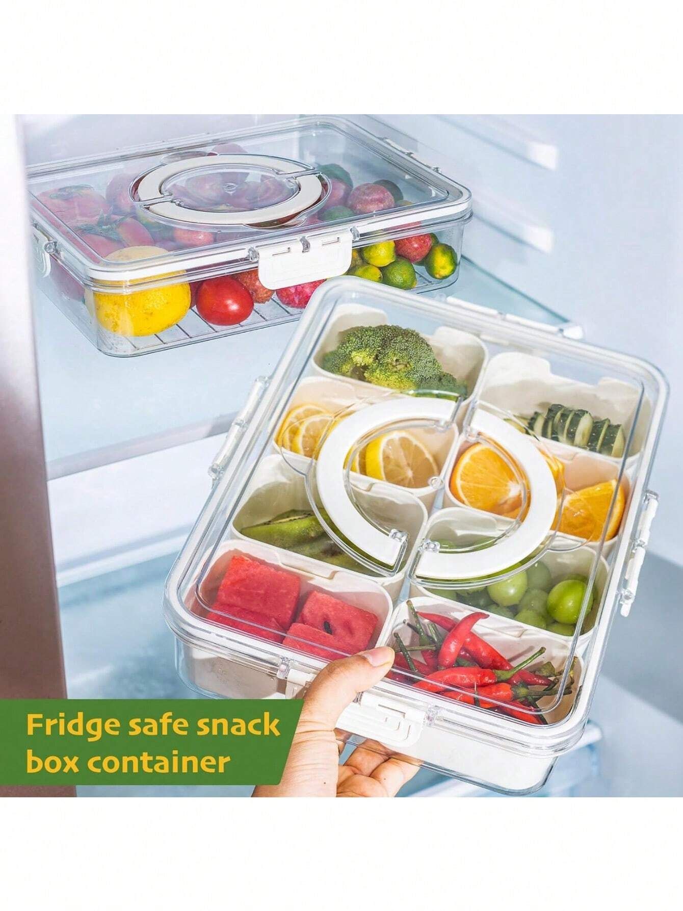 Divided Snack Box With Lid Clear Food Storage Container With Colorful Compartments Reusable Bento Organizer For Snacks Fruits Nuts And Meal Prep