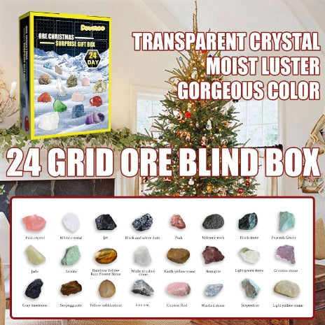 Dowmoo 24 Grille Ore Blind Box Christmas 24 Days Multi-Colored Ore Toy Gift Box