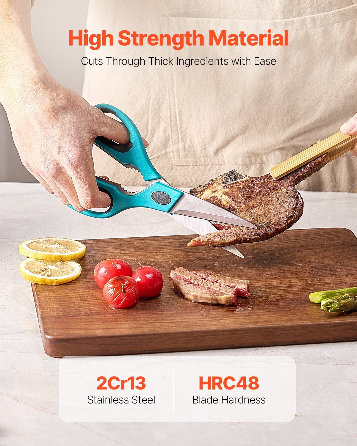 Kitchen Scissors 2 Pack Stainless Steel Kitchen Cooking Shears Cyan Grey