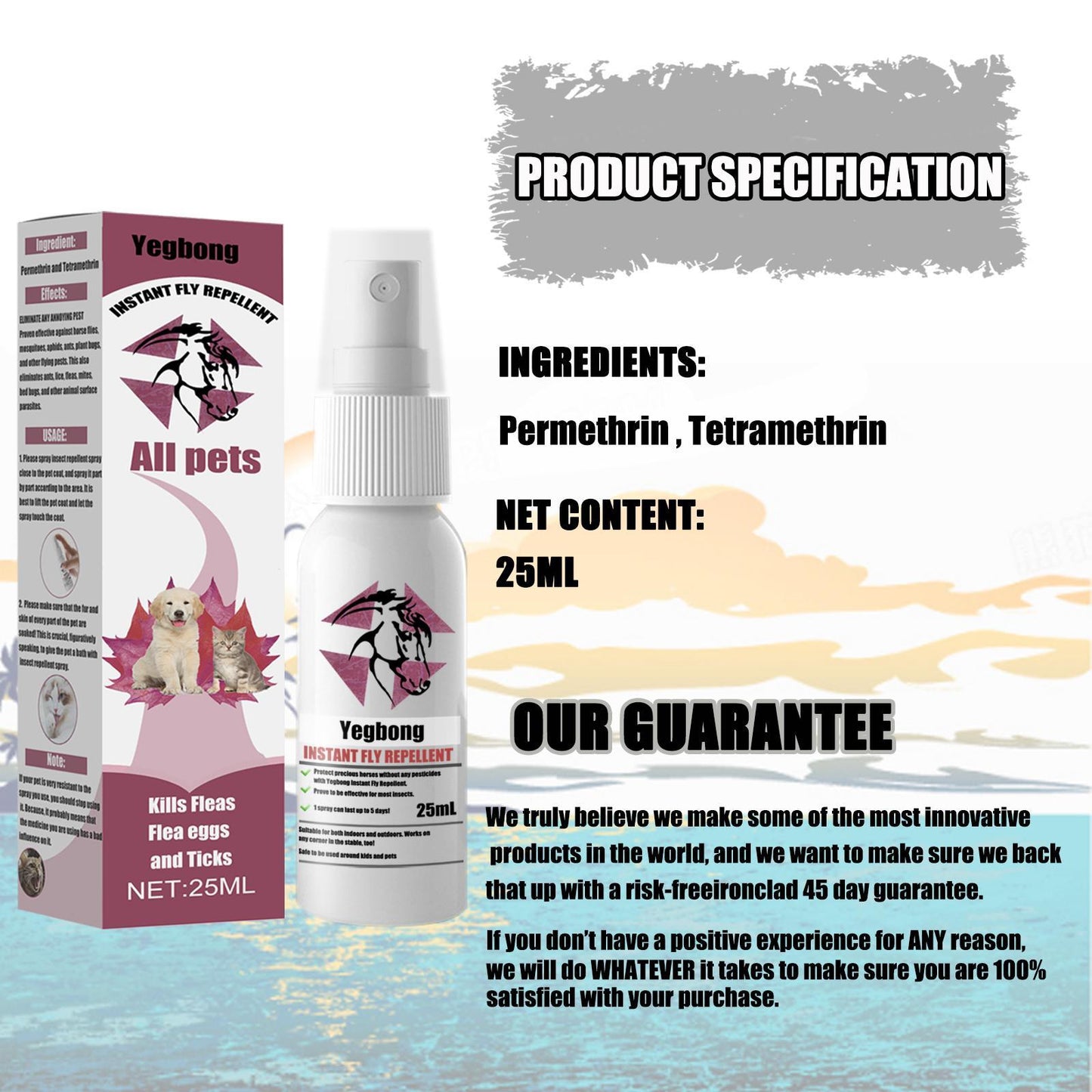 Yegebang Pet Deworming, Flea And Tick Removal, Itching Spray For Cats And Dogs