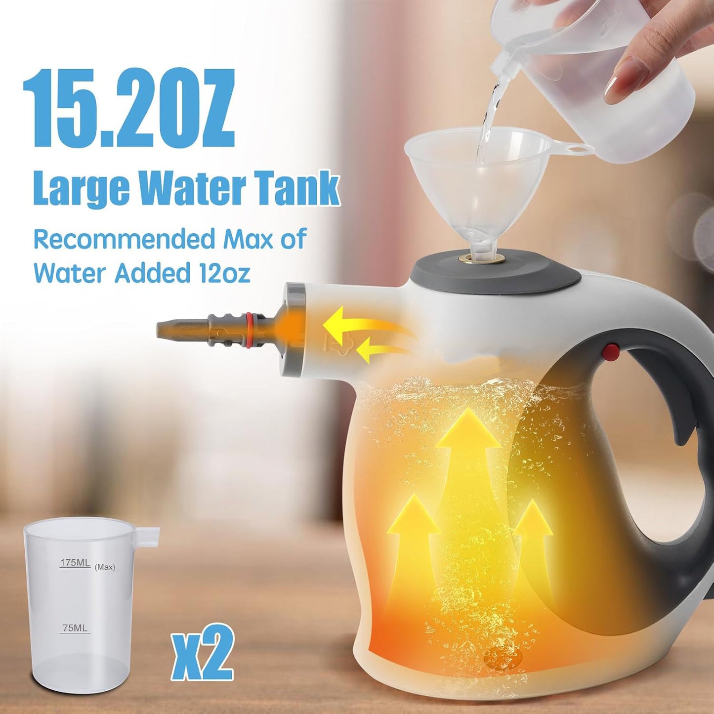 Handheld Steam Cleaner With Safety Lock, 500 Ml Large Water Tank 12 Piece Accessory Set Deep Cleaning Multiple Surfaces For Kitchen, Bathroom, Car,  OffWhite