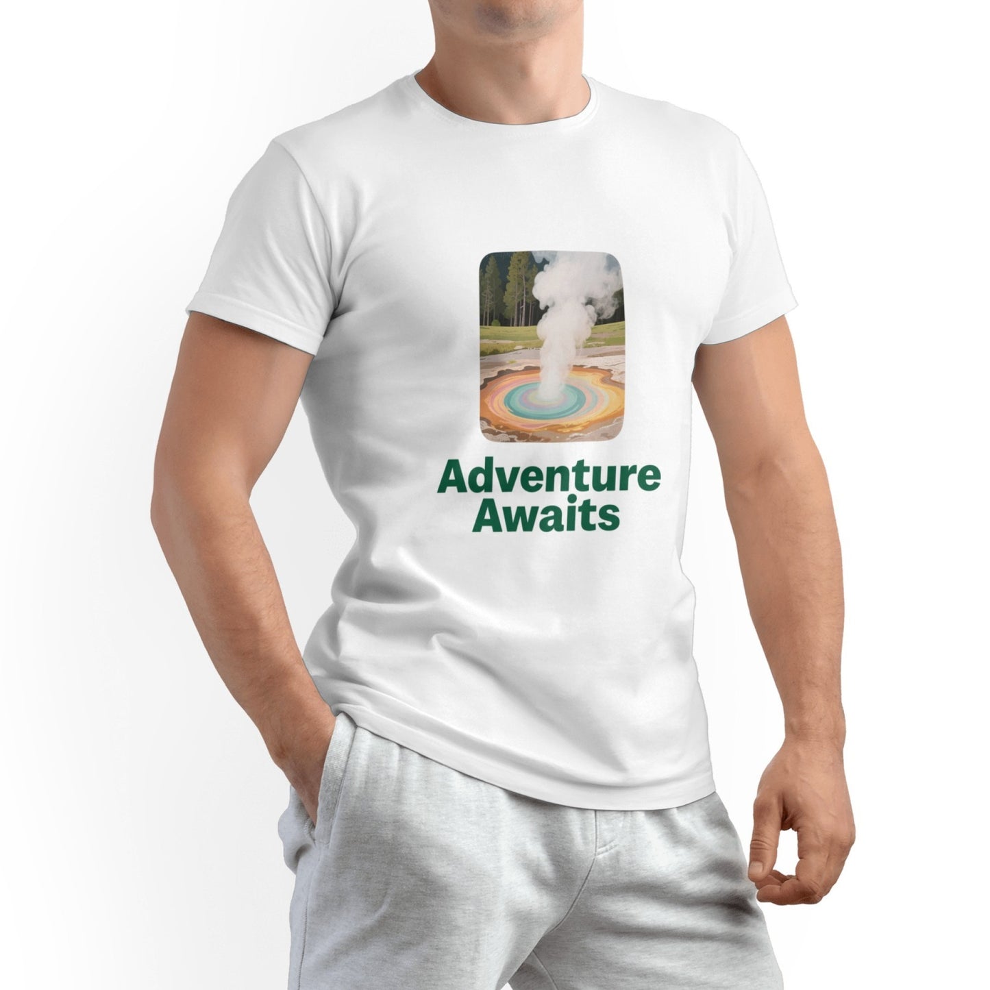 Solid Color Printed Men's Pure Cotton T-shirt - Casual Round Neck, Slightly Elastic, Suitable For Summer Knitted Fabrics, Classic Fit Adult Shirt, Couple Shirt