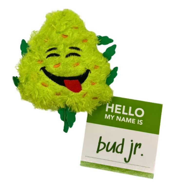 My Name Is Bud Jr, Funny Catnip Weed Nug Cat Toy, Cute Stuffed Parody Pot Nug, Cool Plush 420 Novelty Gift For Cats, Kittens & Their Owners, For Play  A Photo Prop