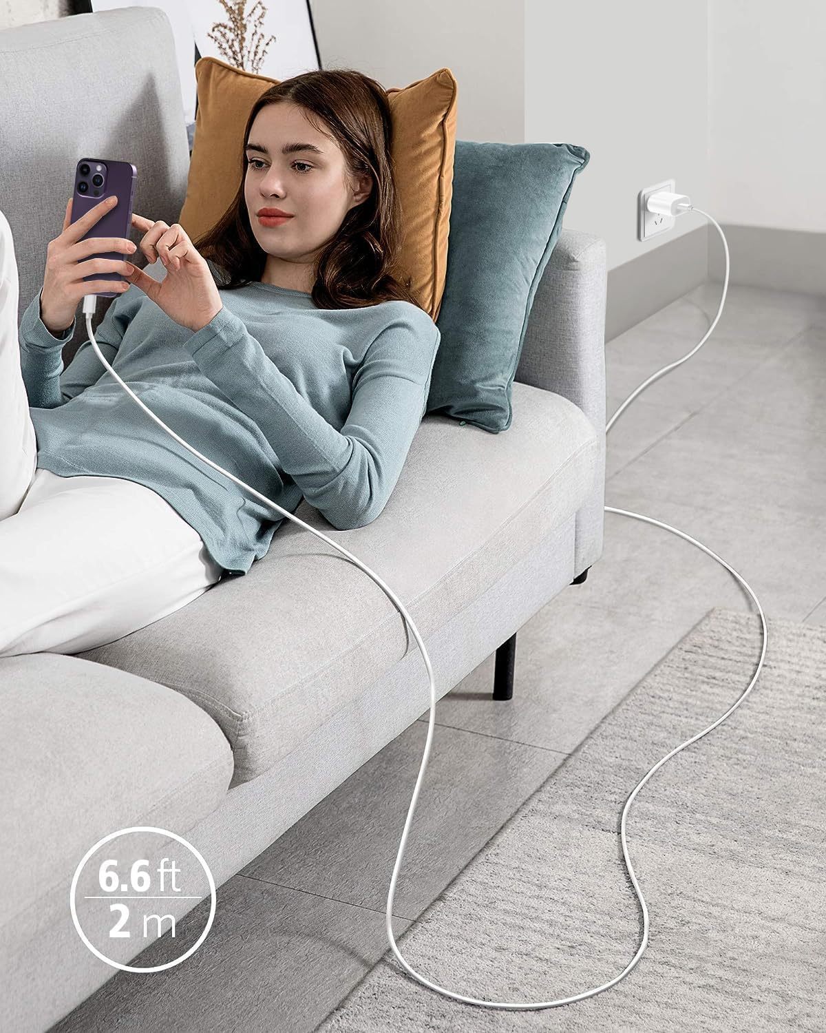 Phone Charger, Cube Phone Charger Travel 2Pack 6FT Lightning Cable Cord Quick Fast Charging Cord USB Wall Chargers Travel Plug Adapter For Phone 16 15 14 13 12 11 X 8 Plus XR XS Max 7 SE IPad, Airpods