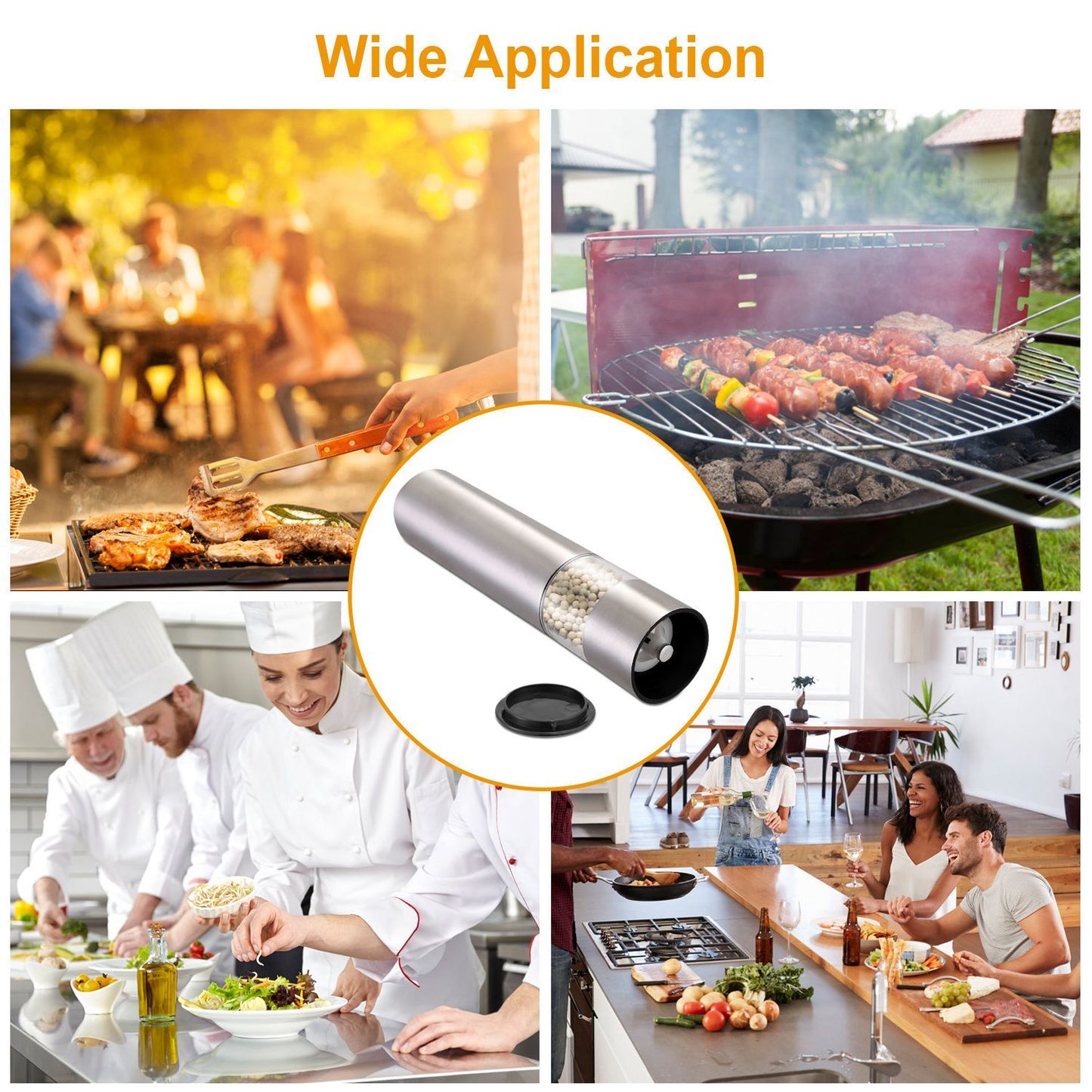1Pc Electric Salt Pepper Grinder With Light Adjustable Coarseness Stainless Steel Salt Pepper Shaker Battery Operated Pepper Grinder Mill Easy Refill And Clean