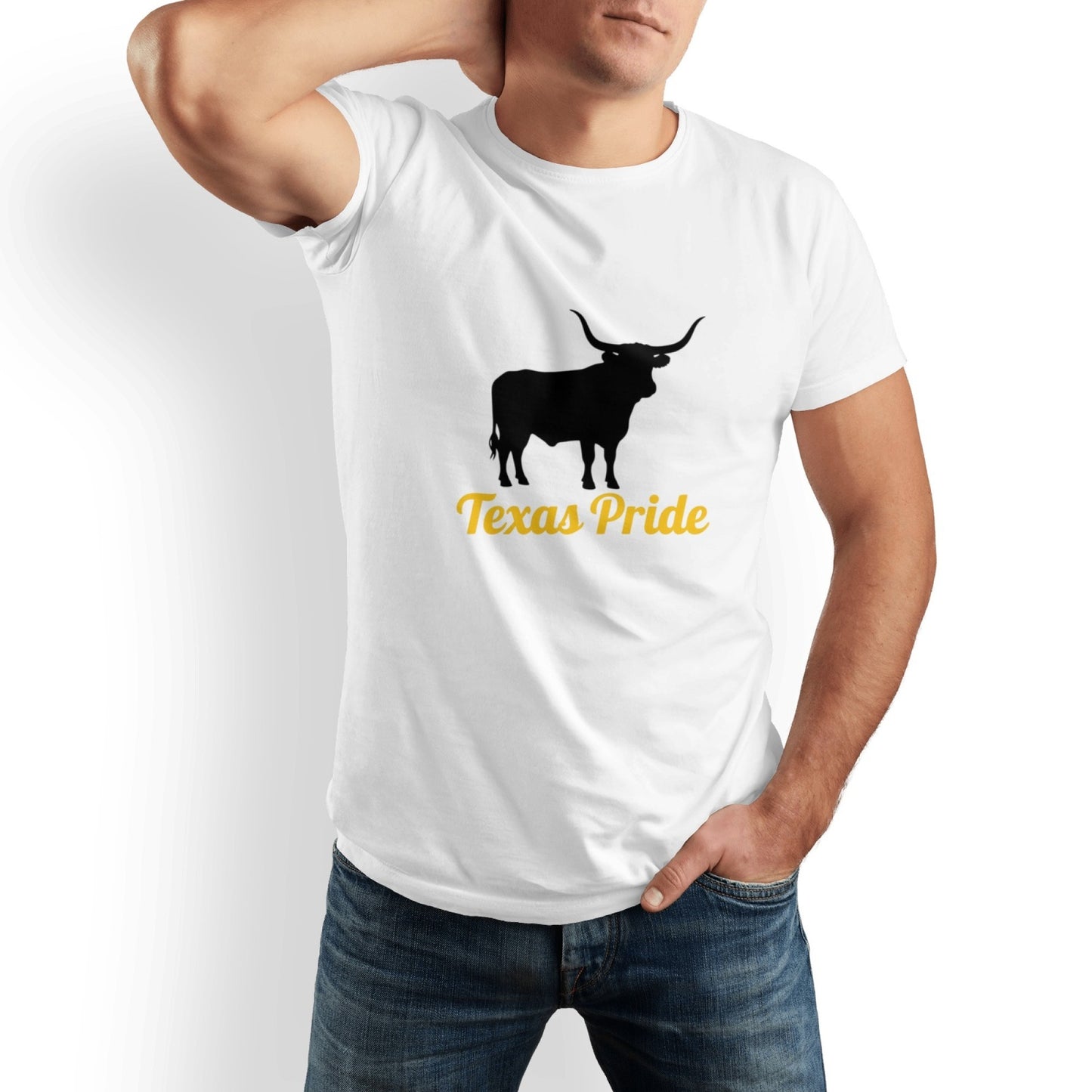 White Bullfighting Printed Men's Pure Cotton T-shirt - Casual Round Neck, Slightly Elastic, Suitable For Summer Knitted Fabric, Classic Fit Adult Shirt, Couple's Shirt