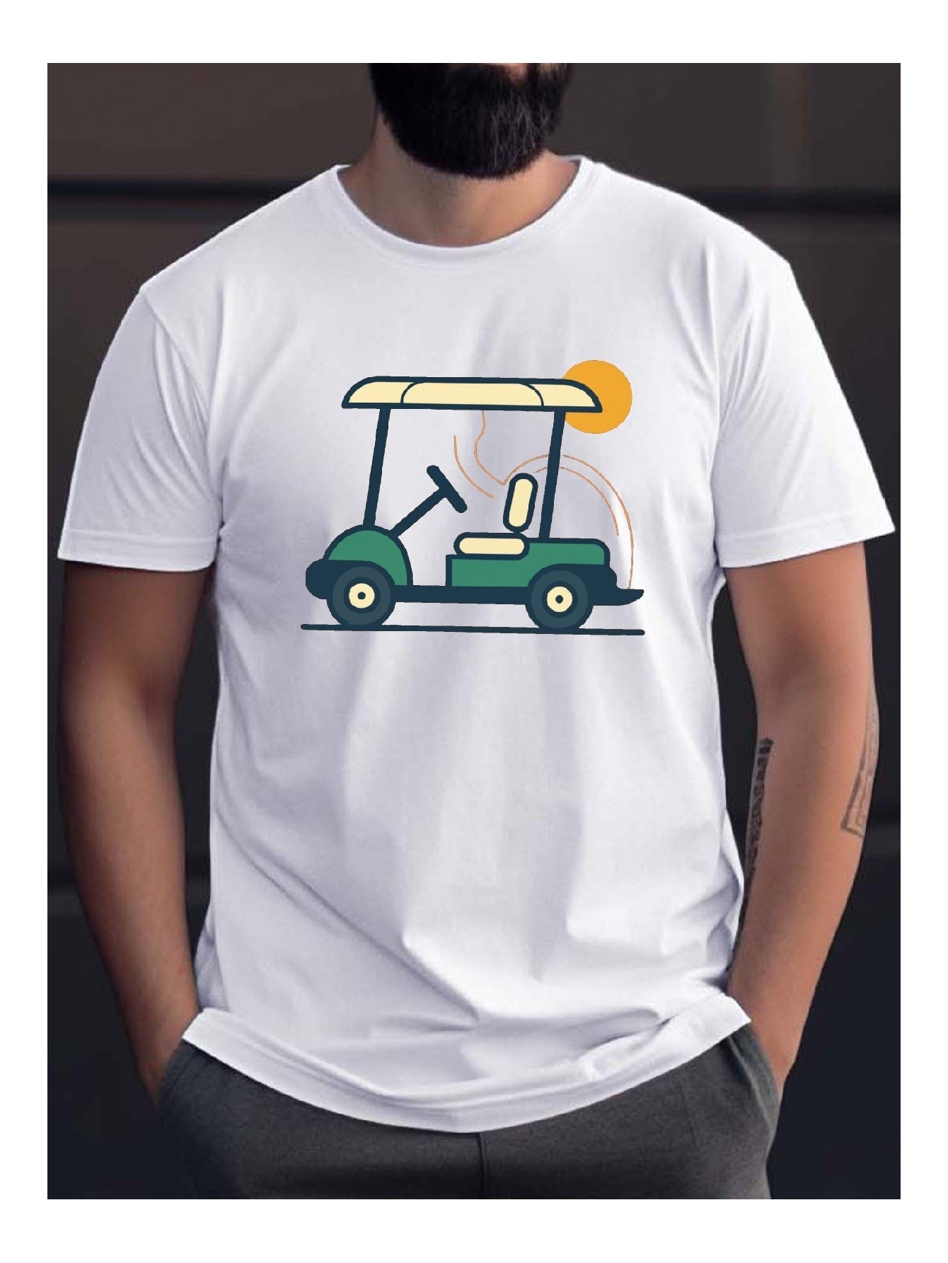Trendy And Stylish Comfortable And Versatile Golf Cart Patterned Tshirt Enjoy Leisure Time