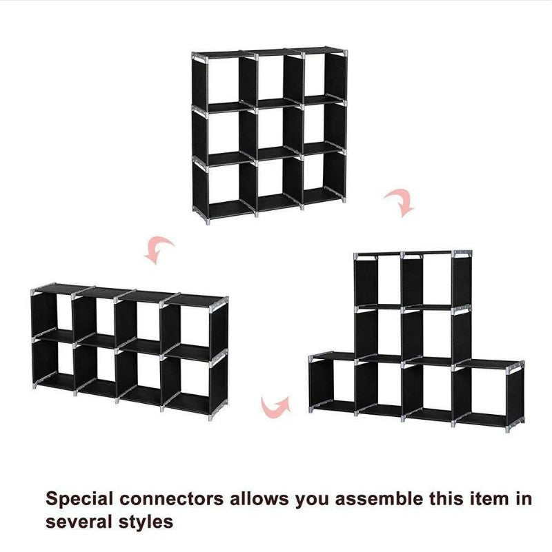 Simple Black 3layer 9grid Storage Cabinet Bookshelf