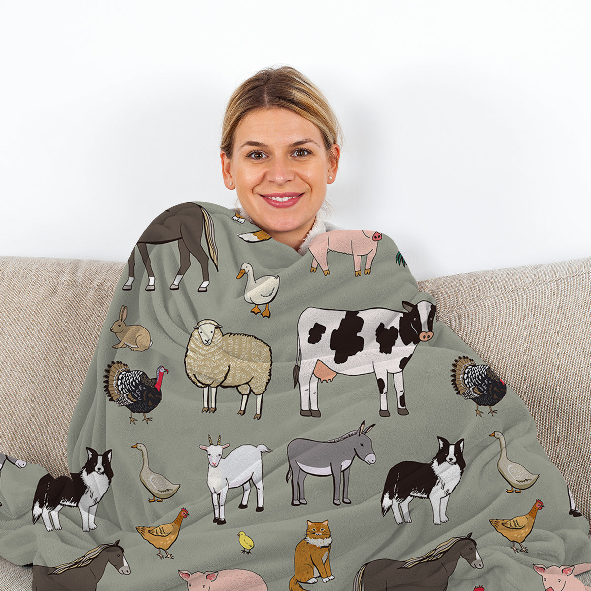 Various Animals Blanket Soft Pig Horse Durable Comfortable Blanket Women Birthday Gift Home Decoration Sofa Couch Office Bed Camping Travel  75x100cm 130x150cm 150x200cm