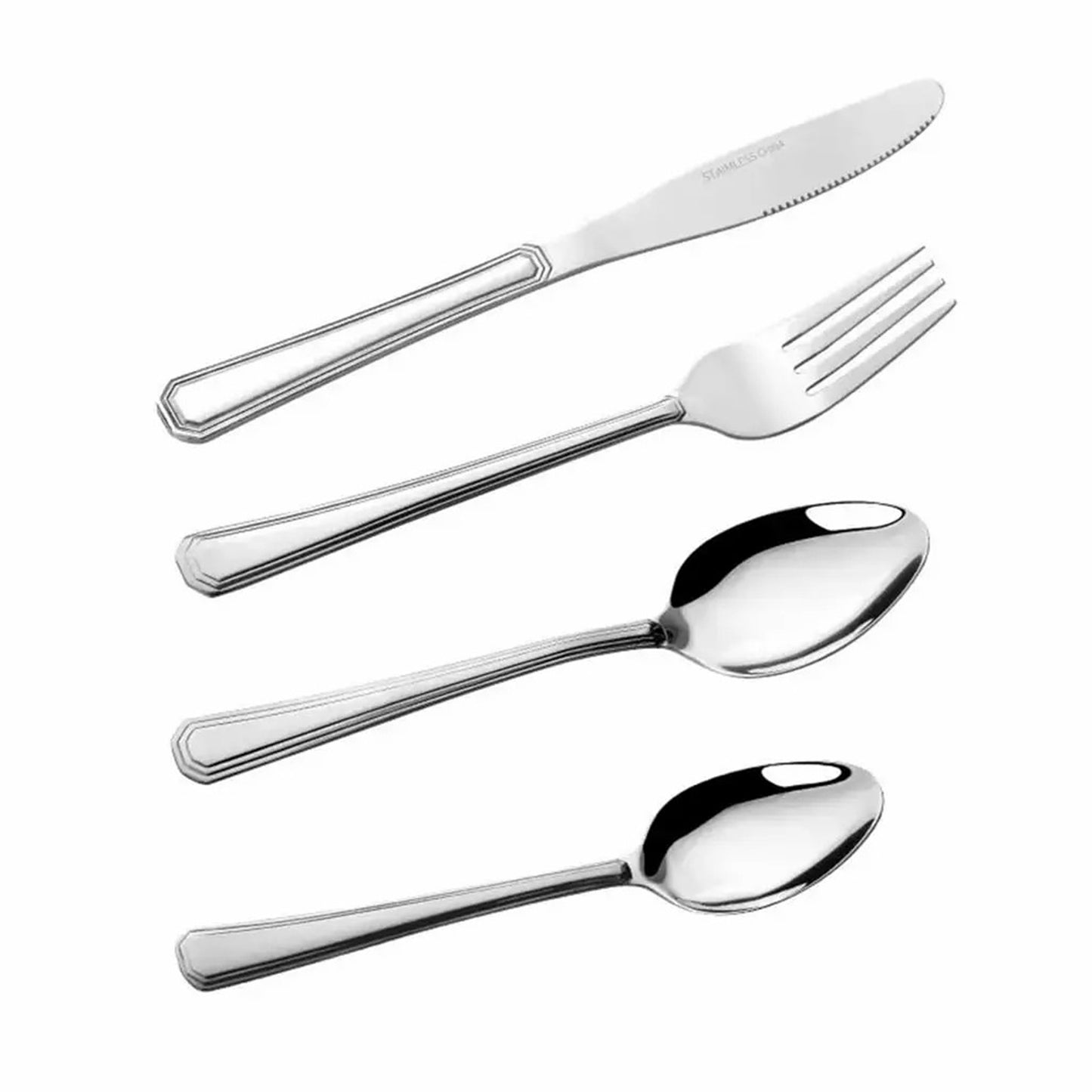 16-Piece Luxury Premium Silverware Dinnerware Tableware Set For Home - Stainless Steel Flatware Service For 4 With Forks, Knives, Spoons, And Teaspoons - Durable, Elegant, And Rust-Resistant Cutlery F