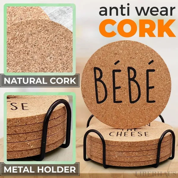 Cork Coasters For Drinks Coasters Set Of 6 With Holder Funny Coasters For Adults Cup Coasters For Coffee Table Home Bar Wedding Absorbent Coasters Mat Cups Cool Decor Unique Coaster Gift